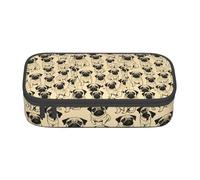 BREAUX Cute Pug Dog Printed Large Capacity Cosmetic Bag, Toiletries Bag, Stationery Organiser., Black, One Size, Floral
