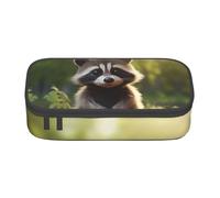 BREAUX Cute Raccoon print unisex pencil pouch, versatile stationery storage bag for office, travel or makeup