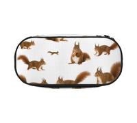 BREAUX Cute Squirrel print 300D Oxford Cloth Pencil Case Pouch, Double-Headed Zipper Design, Cosmetics and Organizer