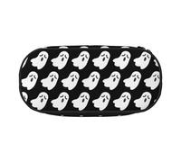 BREAUX Cute White Ghost Halloween Pattern print 300D Oxford Cloth Pencil Case Pouch, Double-Headed Zipper Design, Cosmetics and Organizer