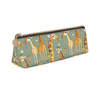 BREAUX Cute Wild Cartoon Giraffes print Triangle leather stationery storage bag, fit for travel and cosmetics storage