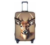 BREAUX Deer head printing print Trolley suitcase protective cover, high elasticity fabric, trolley suitcase cover, White, S