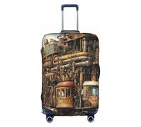 BREAUX Diversified transportation print Luggage Protective Covers Luggage Sleeves Luggage Decorative Covers, Zip Luggage Covers, White, X-Large