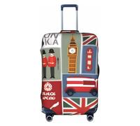 BREAUX England Symbols print Luggage Cover, Luggage Protective Cover, Trolley Travelling Case Protective Cover, White, M