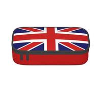 BREAUX English flag print unisex pencil pouch, versatile stationery storage bag for office, travel or makeup, Black, One Size, Concise