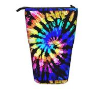 BREAUX Exotic Tribe Tie Dye Style print Telescopic pencil case, fit for multi-functional pencil makeup bag storage bag and wallet, Black, One Size, Fashion