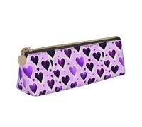 BREAUX Fashional Purple Hearts print Triangle leather stationery storage bag, fit for travel and cosmetics storage