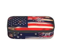 BREAUX Firework American Flag 4Th of Julys Printed Large Capacity Cosmetic Bag, Toiletries Bag, Stationery Organiser., Black, One Size, Floral