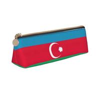 BREAUX Flag of Azerbaijan print Triangle leather stationery storage bag, fit for travel and cosmetics storage