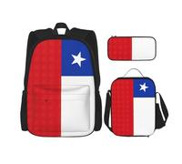 BREAUX Flag of Chile print Travel Backpack Set, backpack + storage box + lunch bag combination