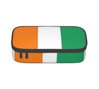 BREAUX Flag of Cote d'Ivoire print unisex pencil pouch, versatile stationery storage bag for office, travel or makeup, Black, One Size, Concise