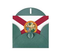 BREAUX Flag of Florida Pearl veneer holiday greeting card, blank envelope, luxurious Christmas and New Year greeting card