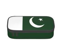 BREAUX Flag of Pakistan print unisex pencil pouch, versatile stationery storage bag for office, travel or makeup, Black, One Size, Concise