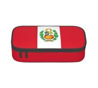 BREAUX Flag of Peru print unisex pencil pouch, versatile stationery storage bag for office, travel or makeup, Black, One Size, Concise