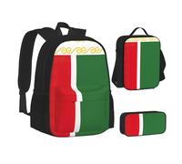 BREAUX Flag of the Chechen Republic print Travel Backpack Set, backpack + storage box + lunch bag combination