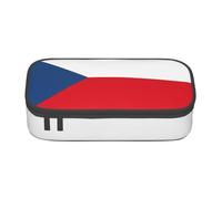 BREAUX Flag of the Czech Republic print unisex pencil pouch, versatile stationery storage bag for office, travel or makeup, Black, One Size, Concise