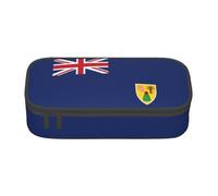 BREAUX Flag of the Turks and Caicos Islands print unisex pencil pouch, versatile stationery storage bag for office, travel or makeup, Black, One Size, Concise