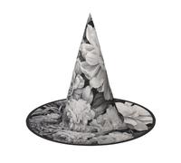 BREAUX Floral Graphite print Halloween Witch and Wizard Hat Witch Costume for Theme Decoration Halloween Party