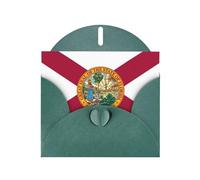 BREAUX Florida State Flag Pearl veneer holiday greeting card, blank envelope, luxurious Christmas and New Year greeting card