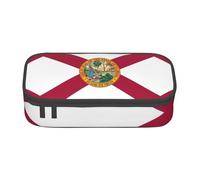 BREAUX Florida State Flag print unisex pencil pouch, versatile stationery storage bag for office, travel or makeup, Black, One Size, Concise