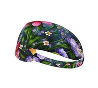 BREAUX Flower Diamond Painting Print Printed Hairband Sport Hairband, Stretchy Wide Hairband, Unisex Casual Hairband, Black