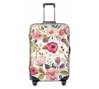 BREAUX flower leaf print Trolley Suitcase Protective Cover Luggage Protective Cover Unique Double Sided Pattern, White, Large, White, Large