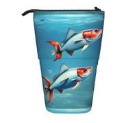 BREAUX flying fish in the ocean print Vertical retractable pencil case, fashionable wallet, multifunctional storage bag