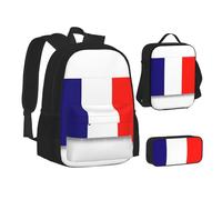 BREAUX French flag print Travel Backpack Set, backpack + storage box + lunch bag combination