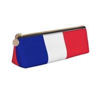 BREAUX French flag print Triangle leather stationery storage bag, fit for travel and cosmetics storage