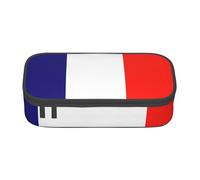 BREAUX French flag print unisex pencil pouch, versatile stationery storage bag for office, travel or makeup, Black, One Size, Concise