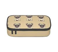 BREAUX Funny Cartoon Pug Puppy Dogs Printed Large Capacity Cosmetic Bag, Toiletries Bag, Stationery Organiser., Black, One Size, Floral