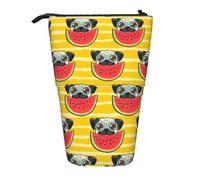 BREAUX Funny French Bullfighting Watermelon print Vertical retractable pencil case, fashionable wallet, multifunctional storage bag