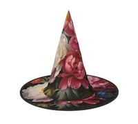 BREAUX Garden Peony print Halloween Witch and Wizard Hat Witch Costume for Theme Decoration Halloween Party