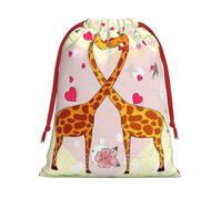 BREAUX Giraffe Heart Flower Butterfly Print Drawstring Present Bag Wrapping Reusable Bag Present Wrap Bags for Christmas