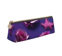 BREAUX Glitter Sequin rose print Triangle leather stationery storage bag, fit for travel and cosmetics storage