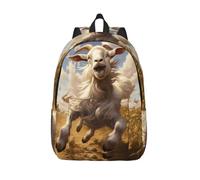 BREAUX Goat Frolic Fashion Canvas Backpack Lightweight Casual Fits Multifunctional Daily Travel Bags, Black, S