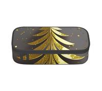BREAUX Golden Glitter Christmas Tree Printed Large Capacity Cosmetic Bag, Toiletries Bag, Stationery Organiser., Black, One Size, Floral