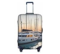 BREAUX Golf Yacht Club print Luggage Cover, Luggage Protective Cover, Trolley Travelling Case Protective Cover, White, S