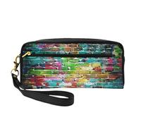BREAUX Graffiti Colorful Brick Print Cosmetic Bag,Portable Cosmetic Bag,Zipper Travel Toiletry Bag,Travel Makeup Bag, Black, Black, One Size