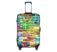 BREAUX Graffiti Colorful Brick print Luggage Cover, Luggage Protective Cover, Trolley Travelling Case Protective Cover, White, M