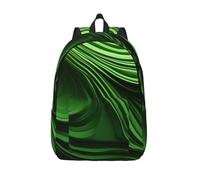 BREAUX Green Curve Texture Fashion Canvas Backpack, Lightweight Casual, Suitable for Multifunctional Daily Travel Bags, Black, Small
