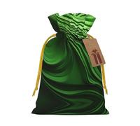 BREAUX Green Curve Texture print Christmas bag, drawstring sack, with kraft paper label, lightweight and fashionable