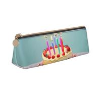 BREAUX Happy Birthday Big Cake print Triangle leather stationery storage bag, fit for travel and cosmetics storage