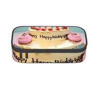 BREAUX Happy Birthday Big Cake Printed Large Capacity Cosmetic Bag, Toiletries Bag, Stationery Organiser., Black, BD004, Black, One Size, Floral