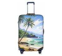 BREAUX Hawaiian Beach with Palm Trees print Trolley Suitcase Protective Cover Luggage Protective Cover Unique Double Sided Pattern, White, X-Large, White, X-Large