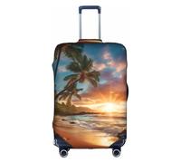 BREAUX Hawaiian Beach with Palm Trees print Trolley Suitcase Protective Cover Luggage Protective Cover Unique Double Sided Pattern, White, Small, White, Small