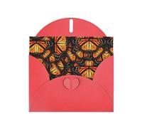 BREAUX Heaps of Orange Monarch Butterflies Pearl veneer holiday greeting card, blank envelope, luxurious Christmas and New Year greeting card