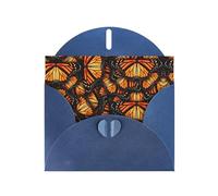 BREAUX Heaps of Orange Monarch Butterflies Pearl veneer holiday greeting card, blank envelope, luxurious Christmas and New Year greeting card