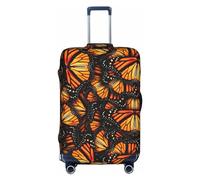 BREAUX Heaps of Orange Monarch Butterflies print Trolley Suitcase Protective Cover Luggage Protective Cover Unique Double Sided Pattern, White, L