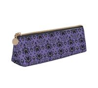 BREAUX Horror pattern on purple background print Triangle leather stationery storage bag, fit for travel and cosmetics storage